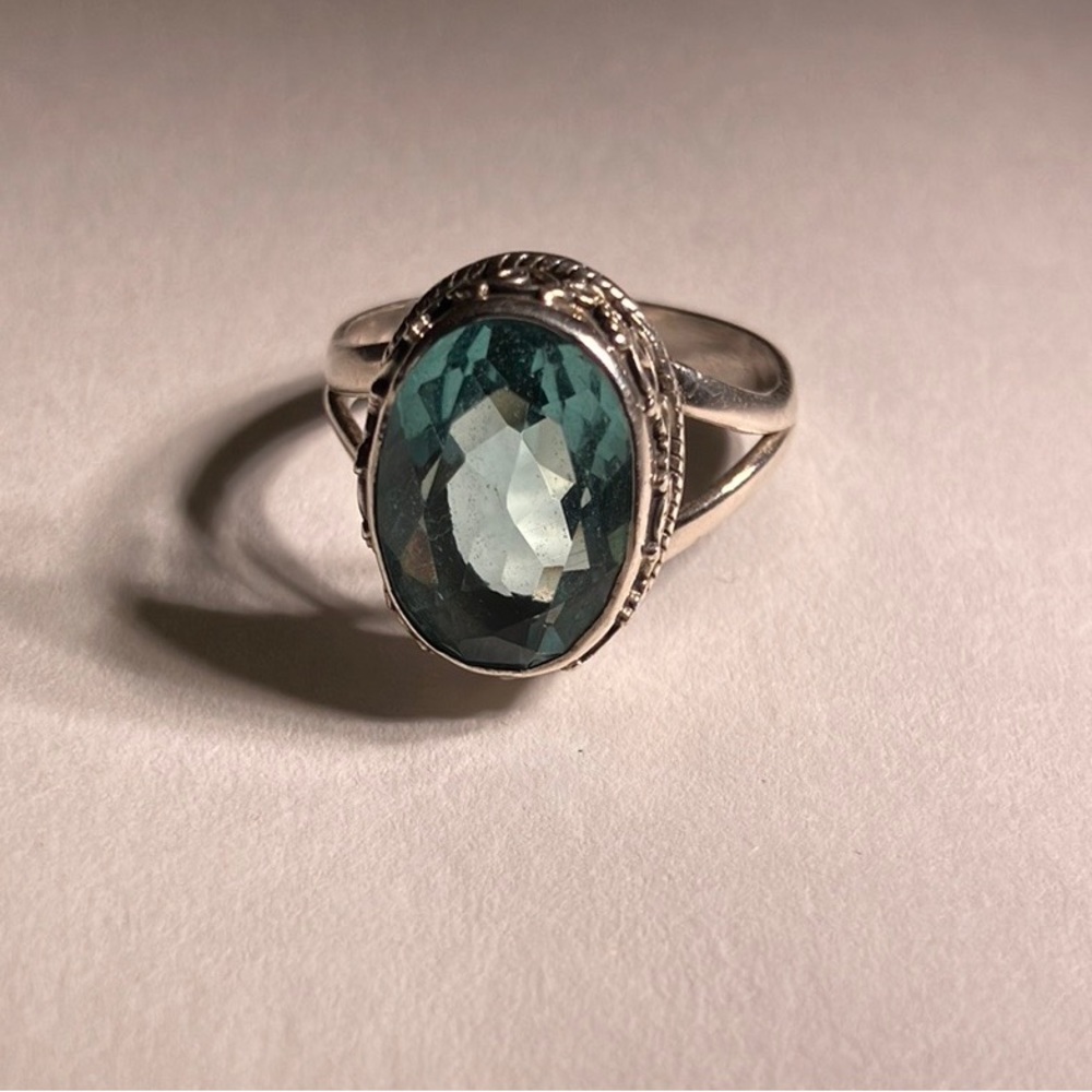 Blue topaz and sterling statement ring